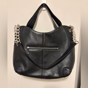 SOPRANO LEATHER BLACK SHOULDER BAG CHAIN SLOUCHY CANADIAN HOBO